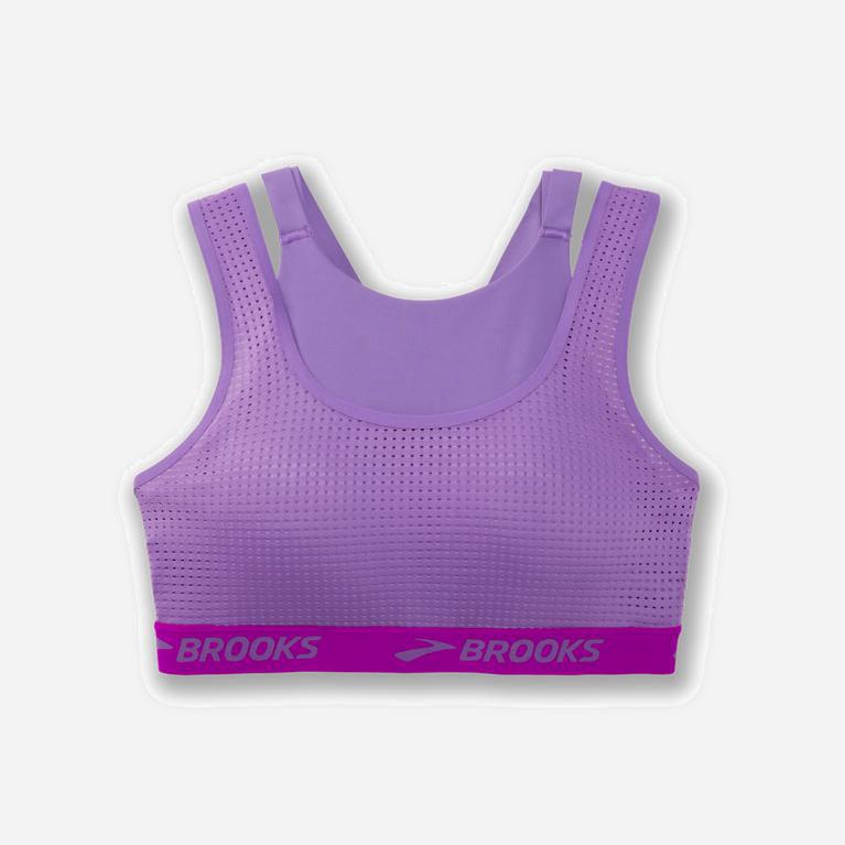 Brooks Drive Mesh Israel - Women's Running Bra - Heliotrope/Magenta/MediumPurple (89132-BCRA)